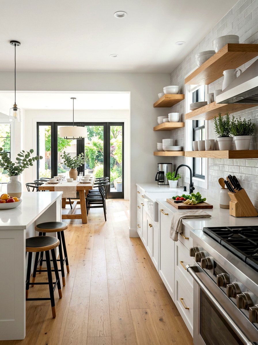 Open Kitchen With Floating Shelves - 30 open kitchen ideas
