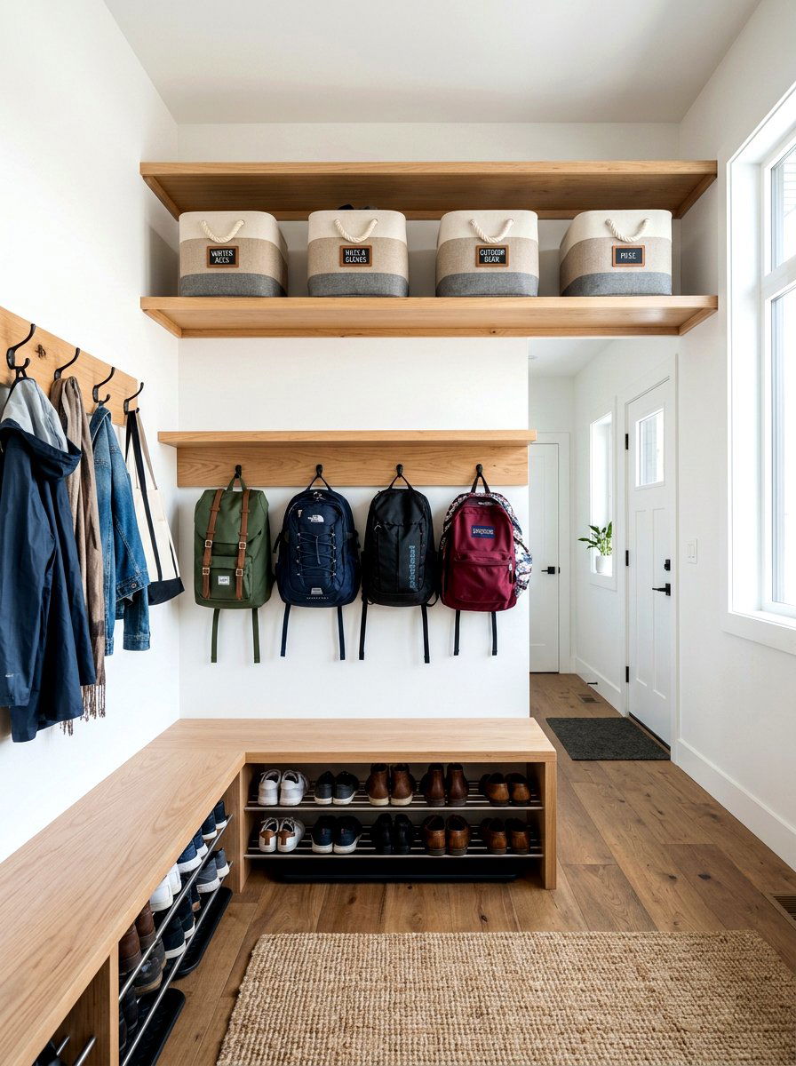 Open Mudroom Shelving - 30 backpack drop zone ideas