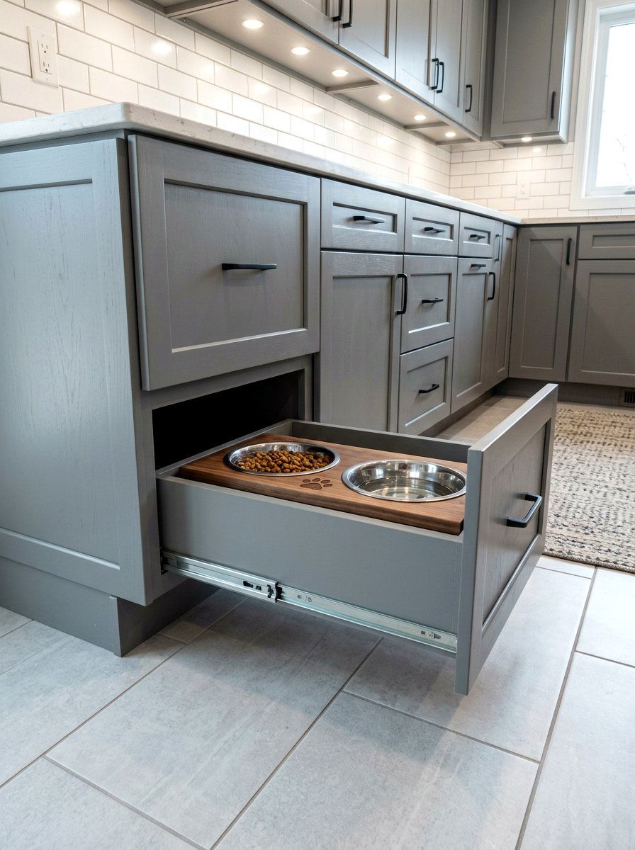 Open Nook Dog Bowl Drawer - 30 dog bowl drawer ideas