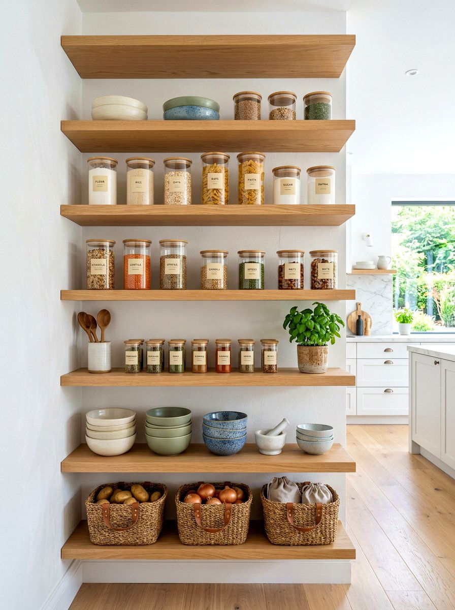 Open Pantry Shelves - 30 pantry shelving ideas