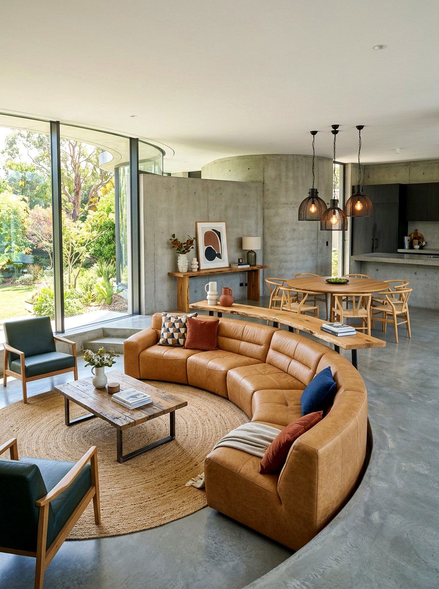 Open Plan Curved Sectional Living Room - 30 curved sectional living room ideas