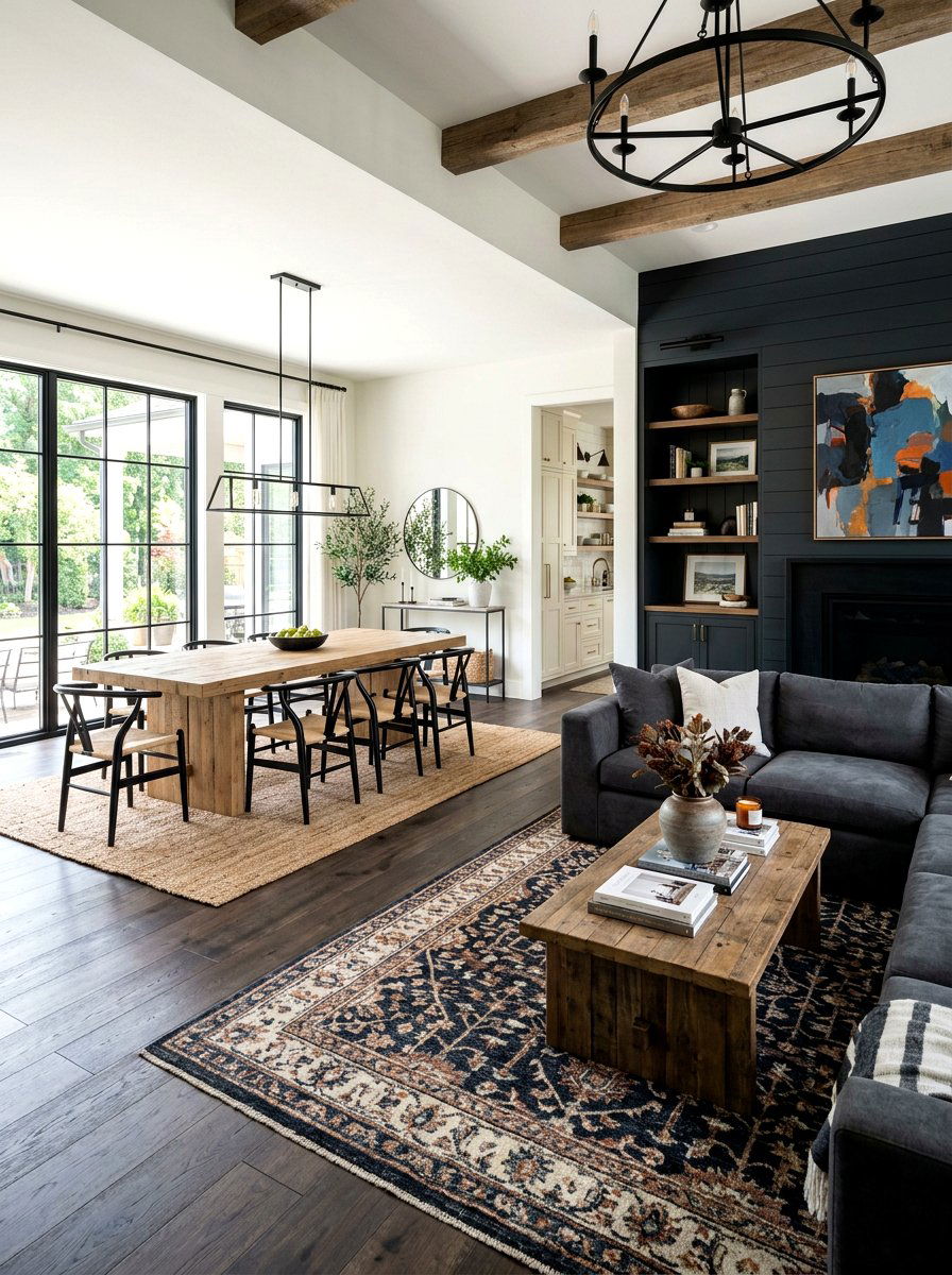 Open Plan Living Room - 30 moody English living room ideas