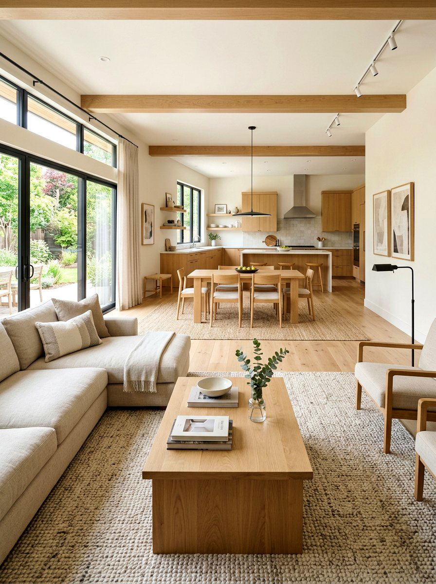 Open Plan Neutral Living Room - 30 neutral living room ideas