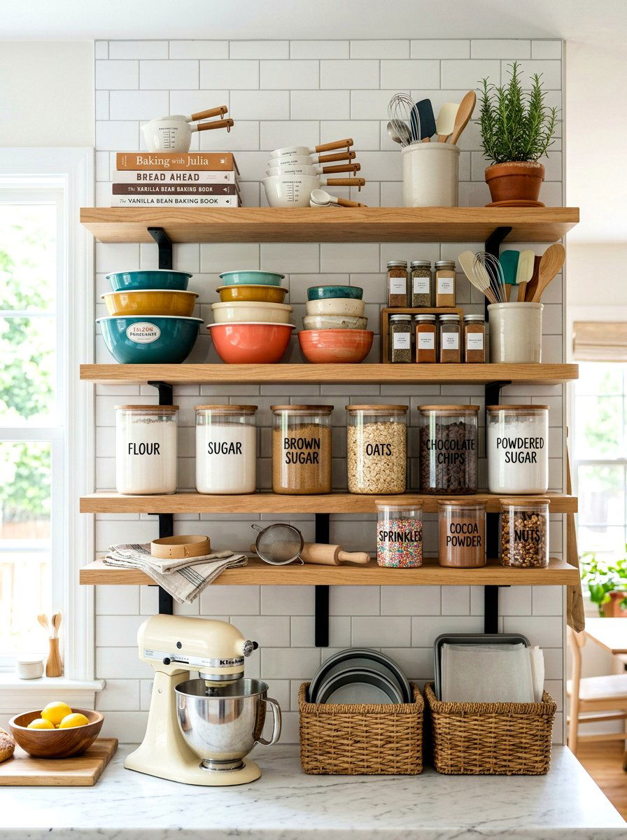 Open Shelf Baking Storage - 30 baking pantry ideas