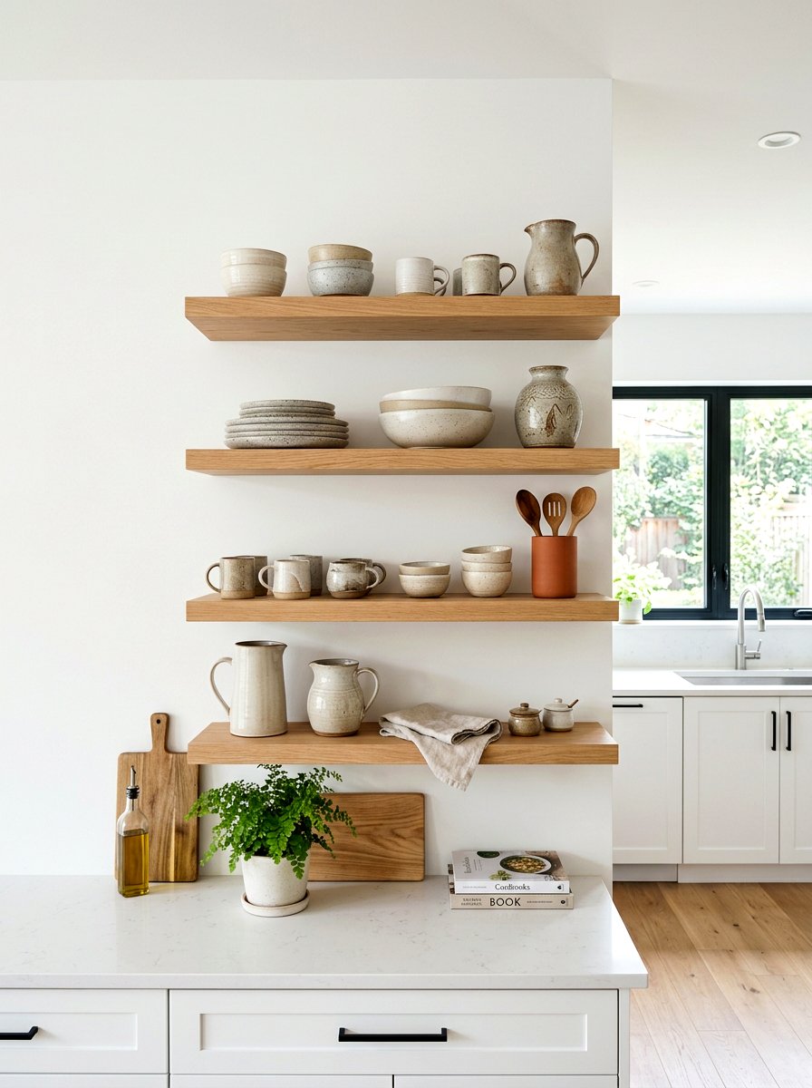 Open Shelf Ceramic Collection - 30 layered kitchen decor ideas