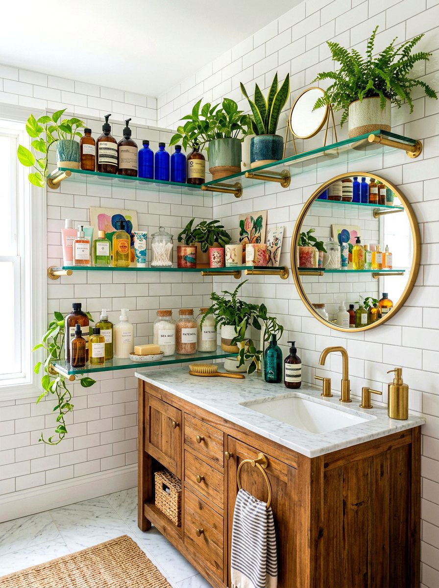 Open Shelf Decor - 30 maximalist bathroom ideas