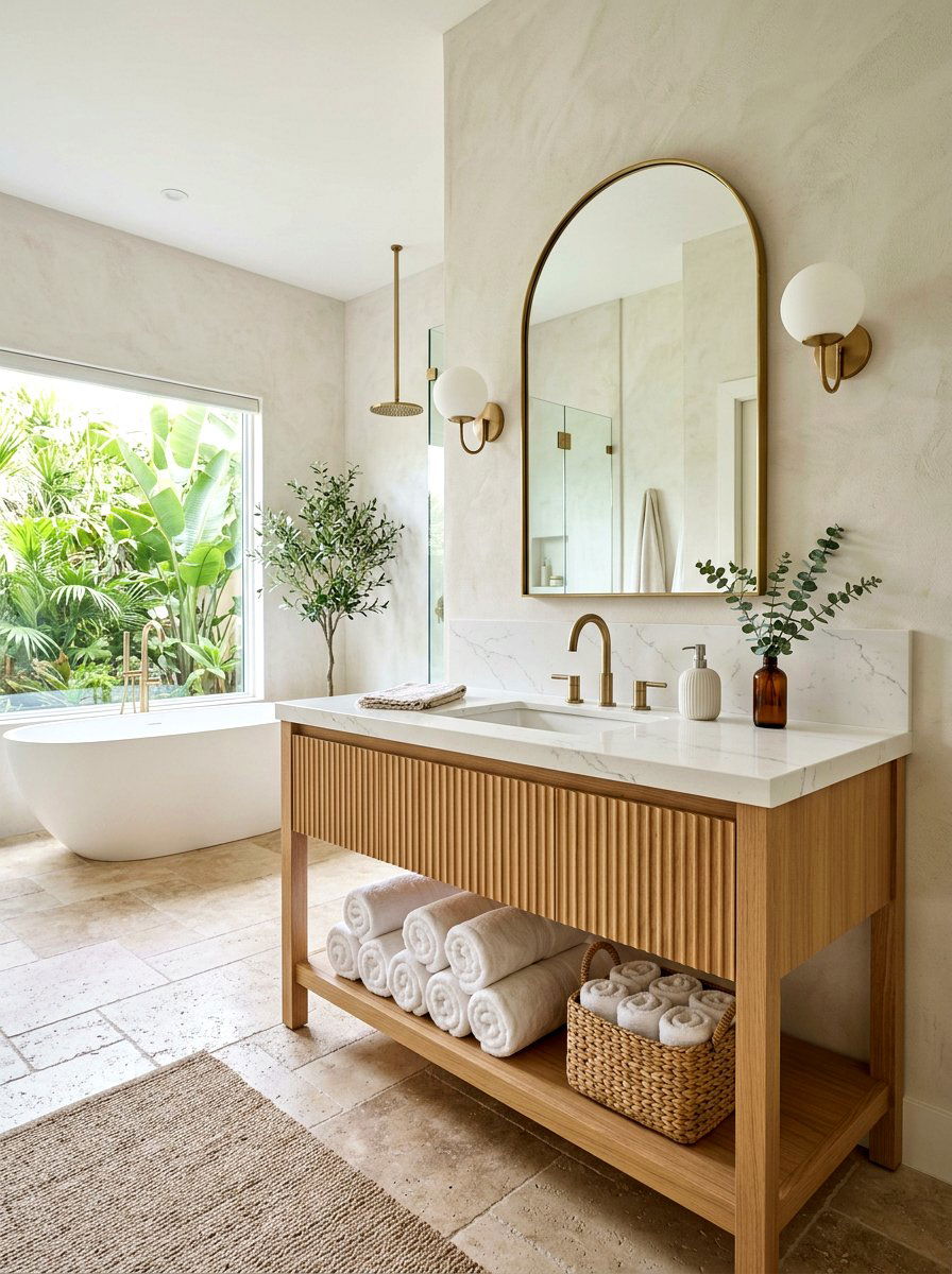 Open Shelf Fluted Vanity - 30 fluted vanity ideas