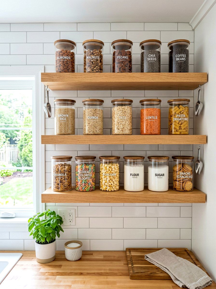 Open Shelf Jar - 30 glass jar pantry ideas