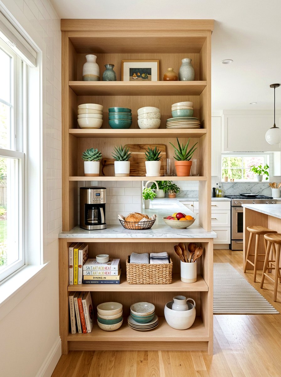Open Shelf Kitchen Hutch - 30 hutch kitchen storage ideas