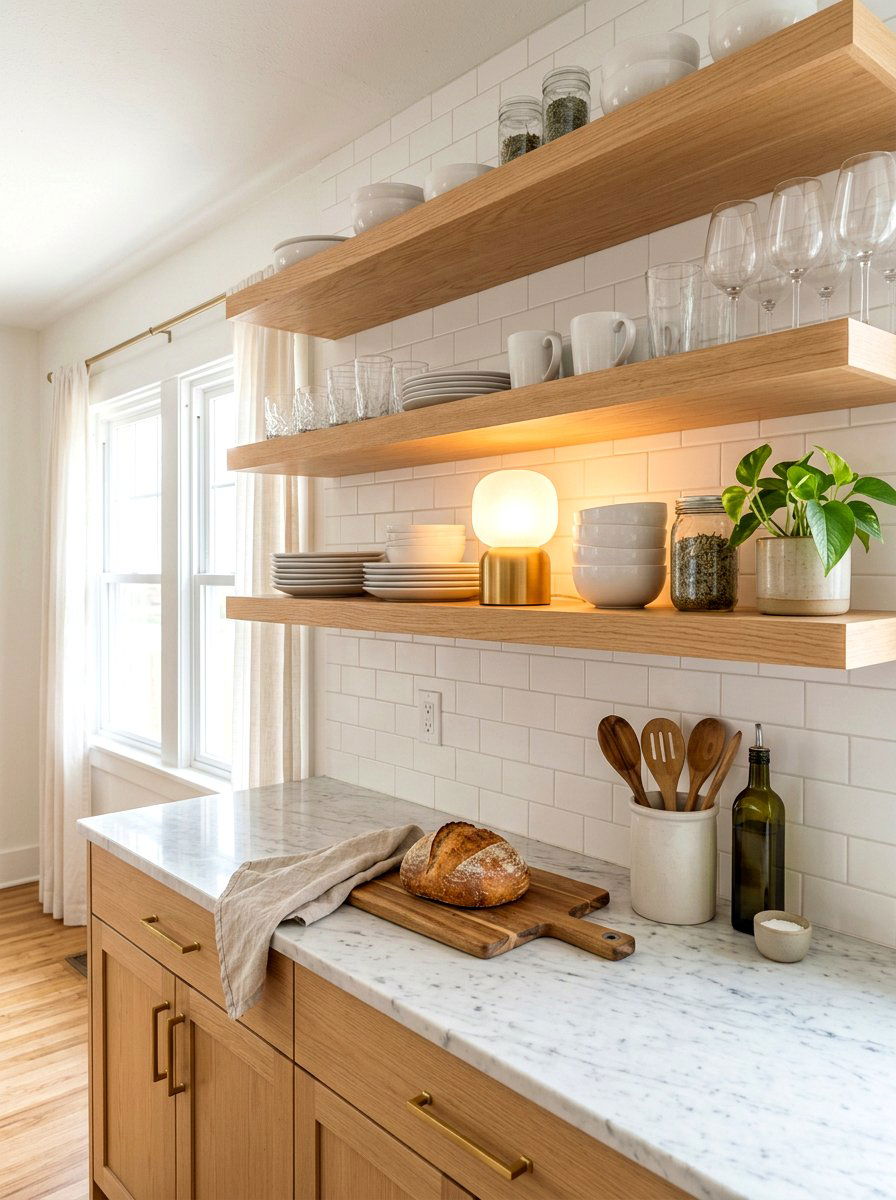 Open Shelf Kitchen Lamp - 30 mini lamp on kitchen counter ideas
