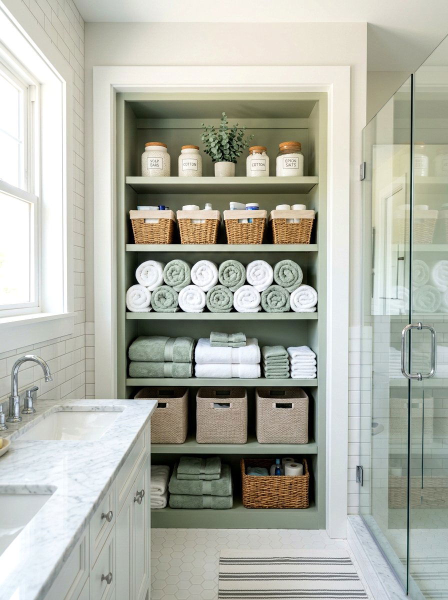 Open Shelf Linen Closet - 30 organizing a linen closet ideas