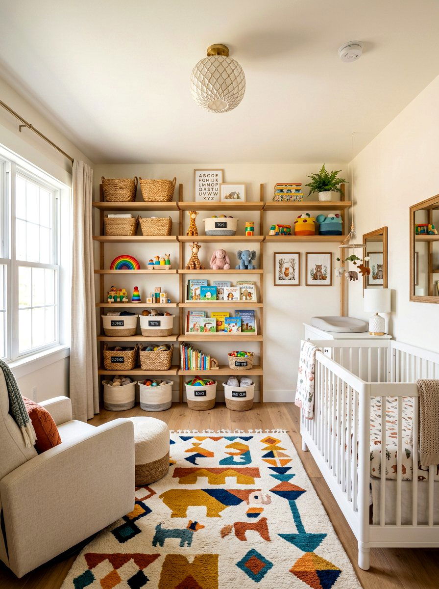 Open Shelf Nursery - 30 small nursery layout ideas