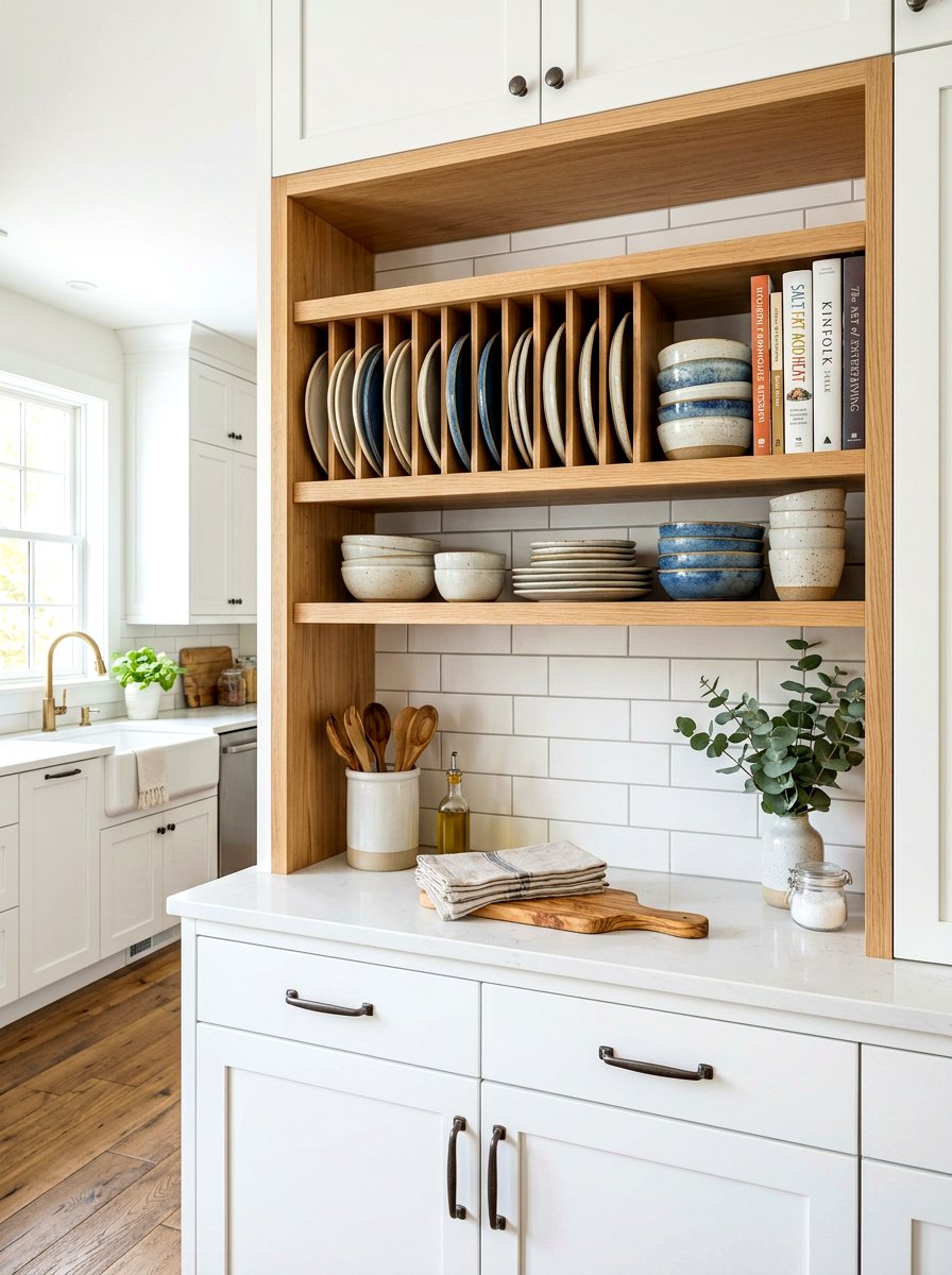 Open Shelf Plate Storage - 30 plate rack ideas