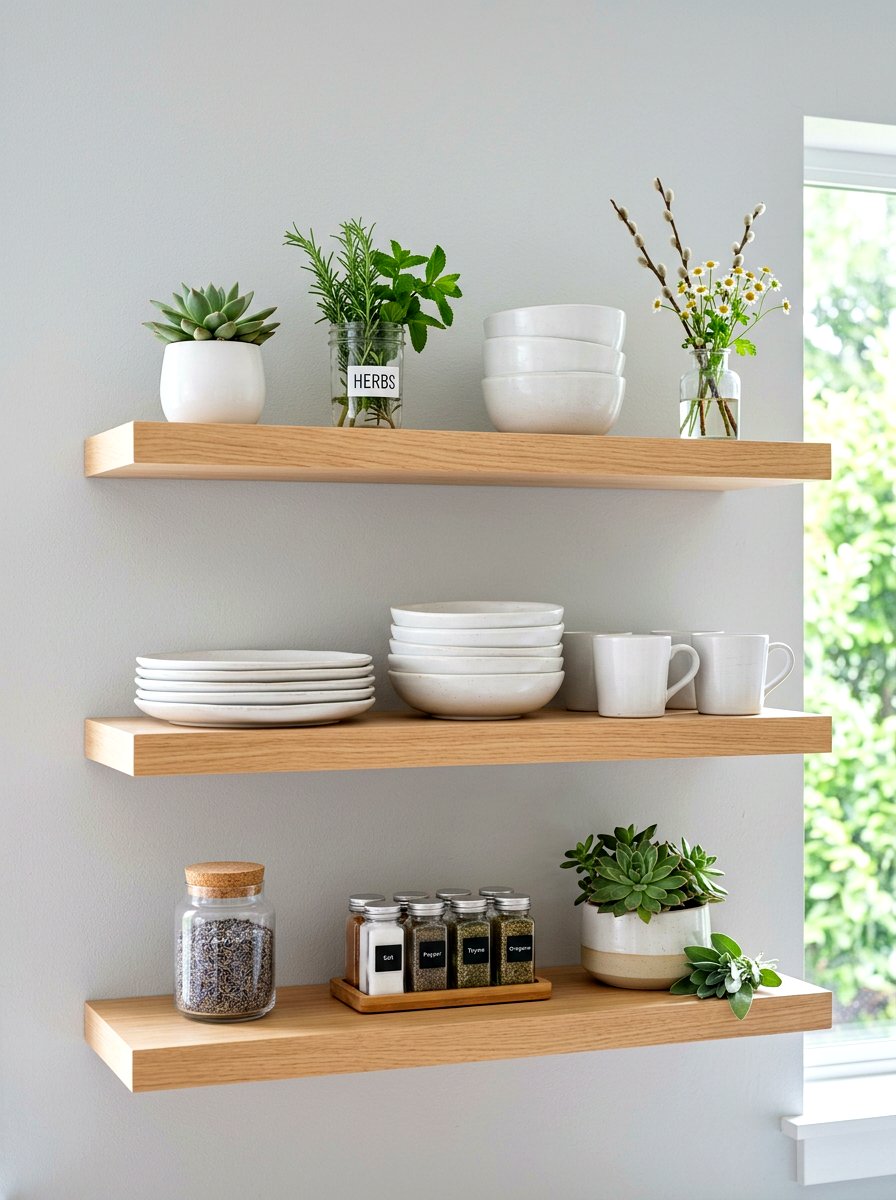 Open Shelf Spring Styling - 30 spring kitchen decor ideas