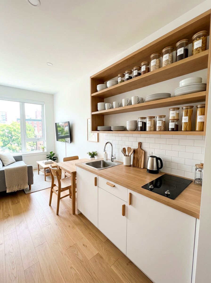 Open Shelving - 30 micro apartment decor ideas