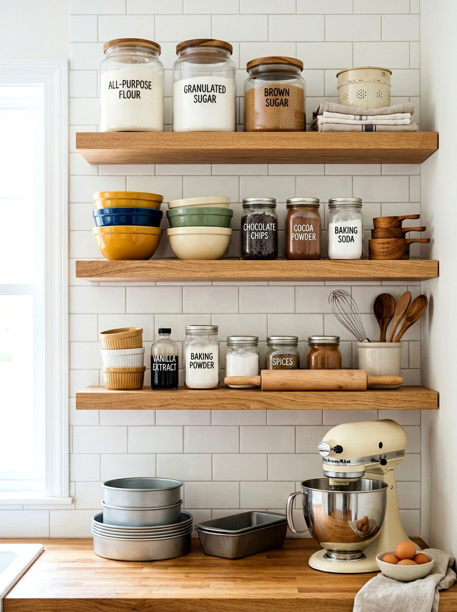 Open Shelving Baking Display - 30 baking station ideas