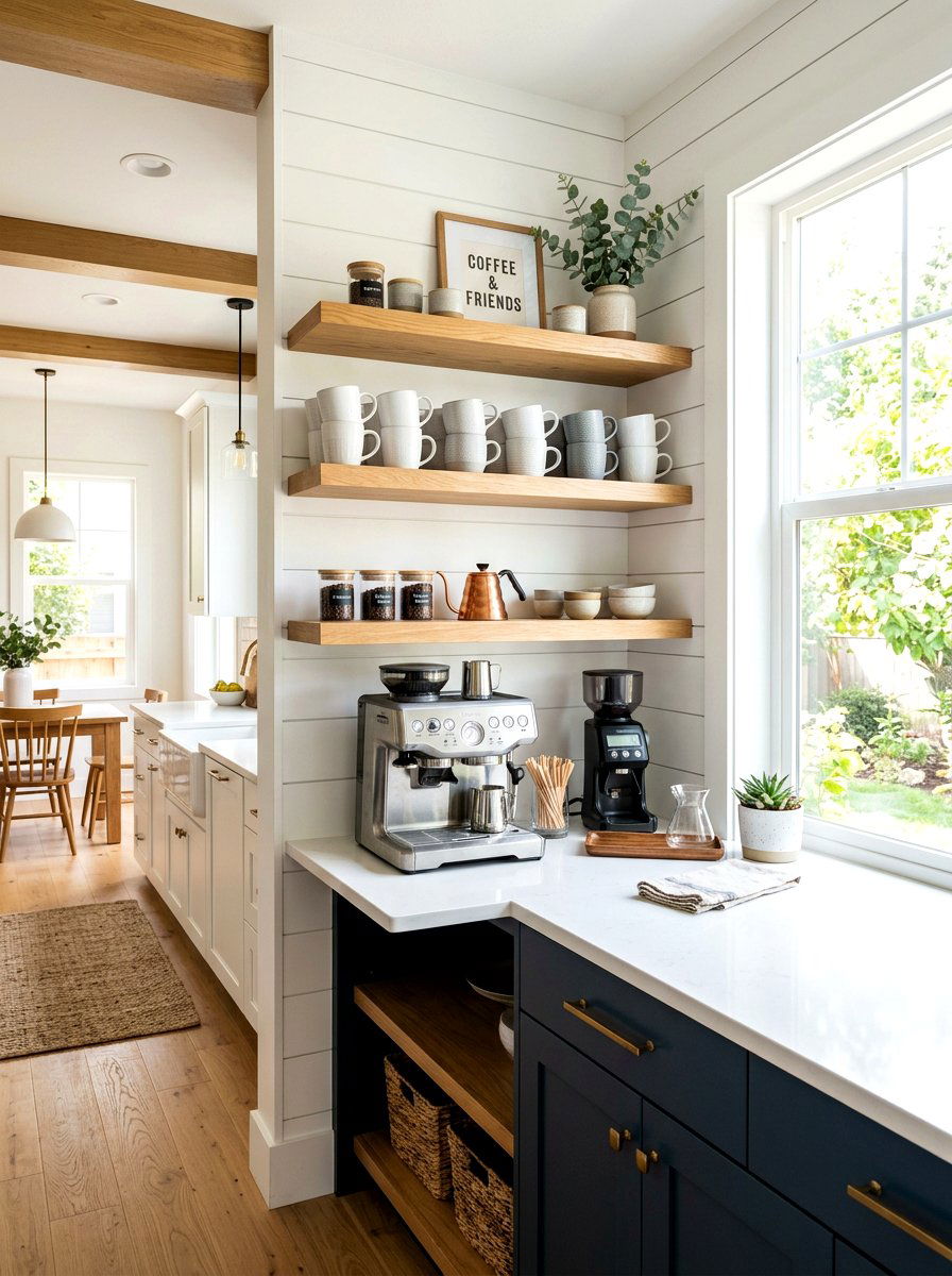 Open Shelving Coffee Bar - 30 coffee mug organizer ideas