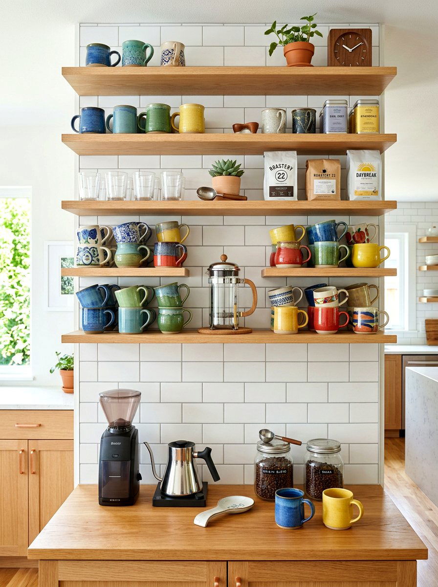 Open Shelving Coffee Bar - 30 beverage station ideas