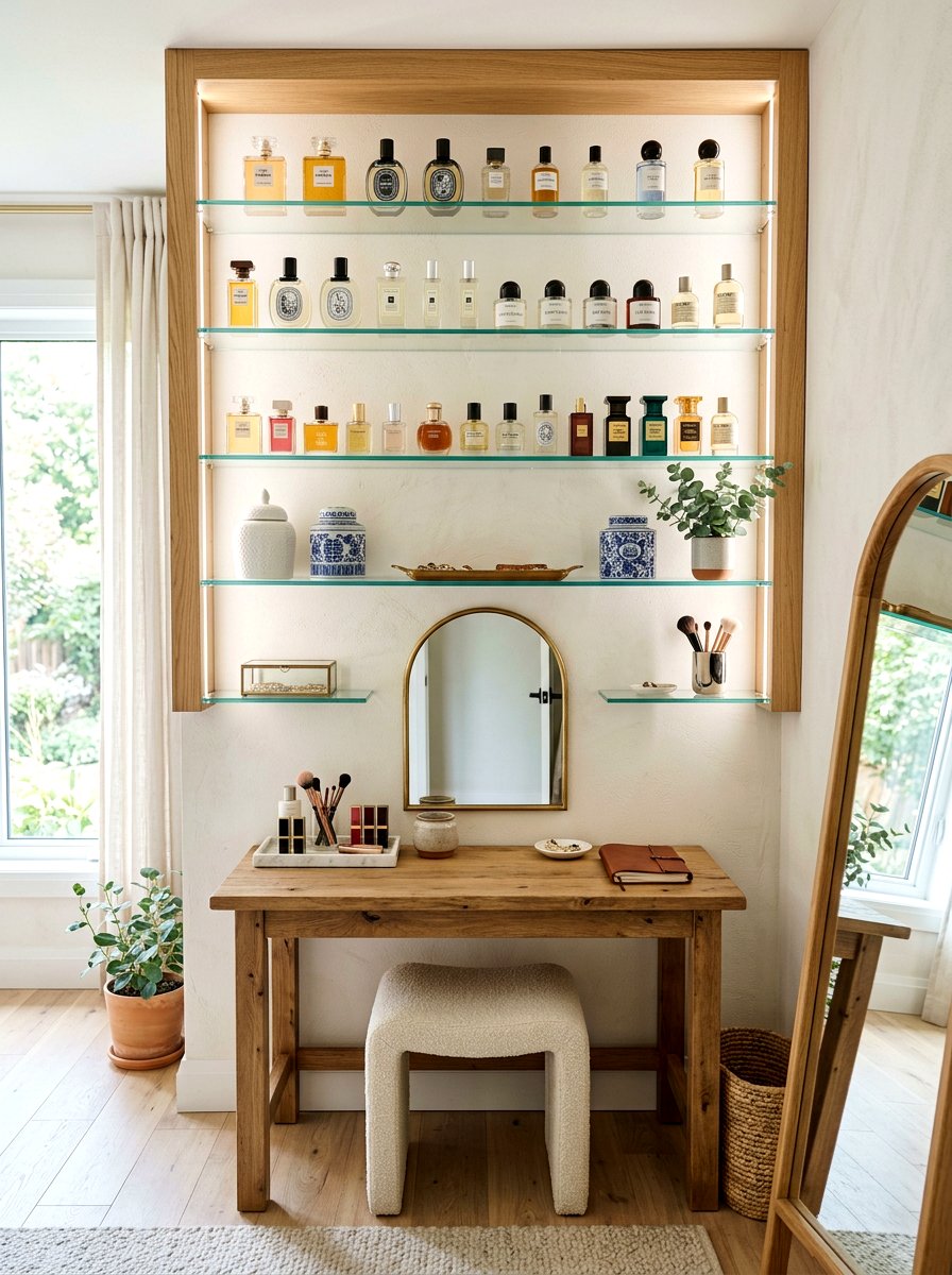 Open Shelving Dressing Area - 30 walk in closet vanity ideas