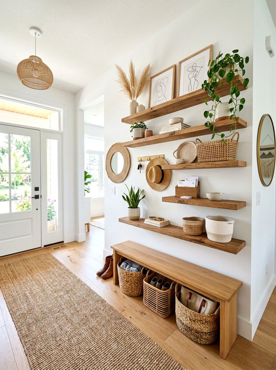 Open Shelving Drop Zone - 30 drop zone cabinet ideas