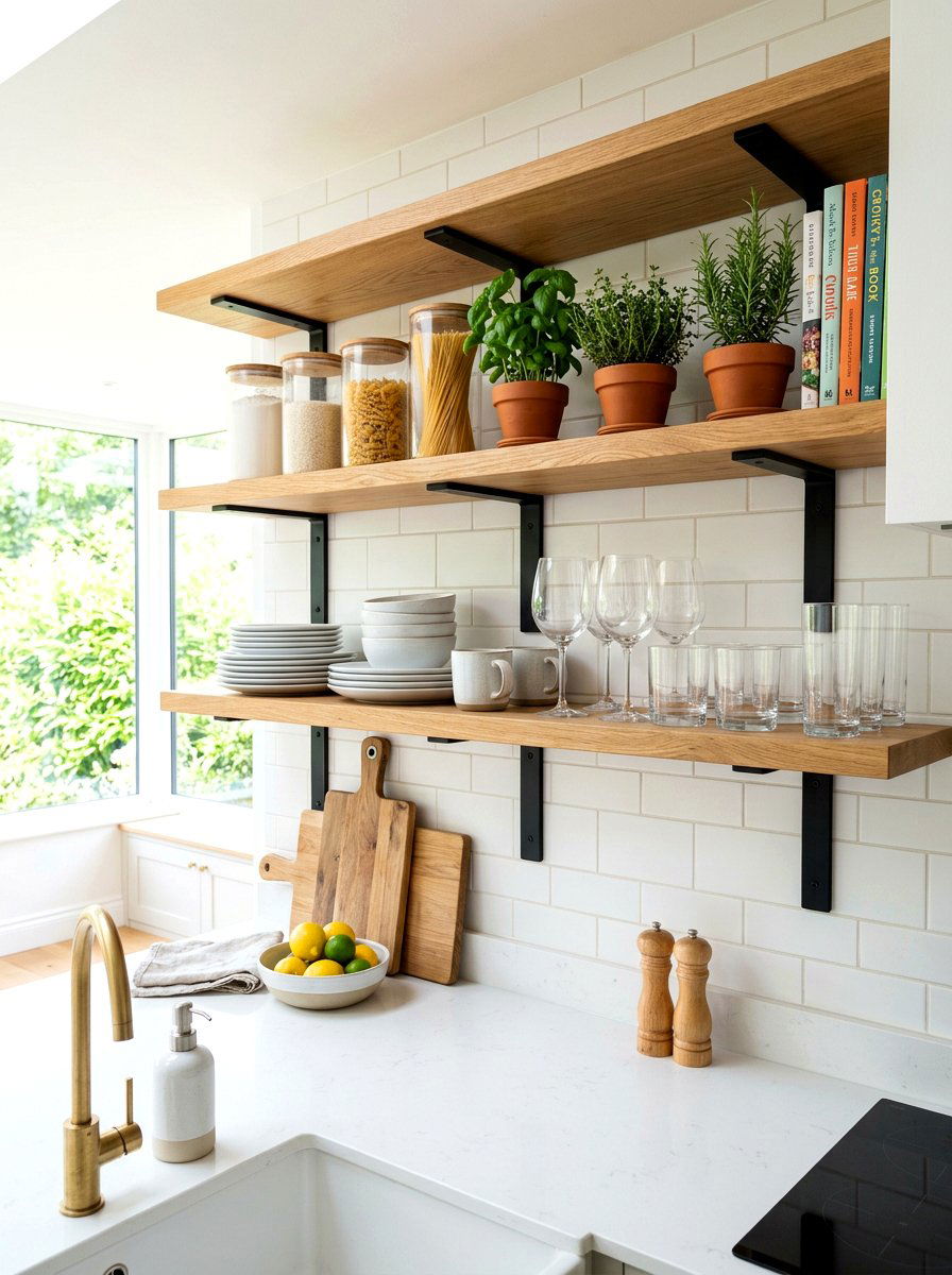 Open Shelving Glassware - 30 bistro kitchen ideas