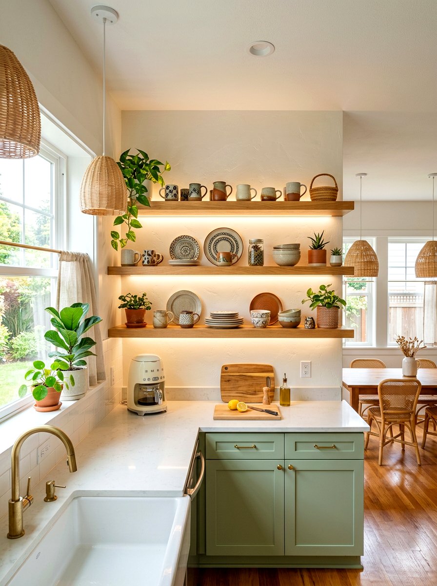 Open Shelving Glow - 30 under cabinet lighting ideas