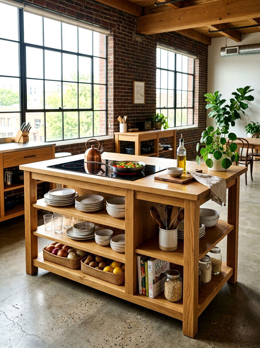 Open Shelving Island With Electric Cooktop - 30 kitchen island with cooktop ideas