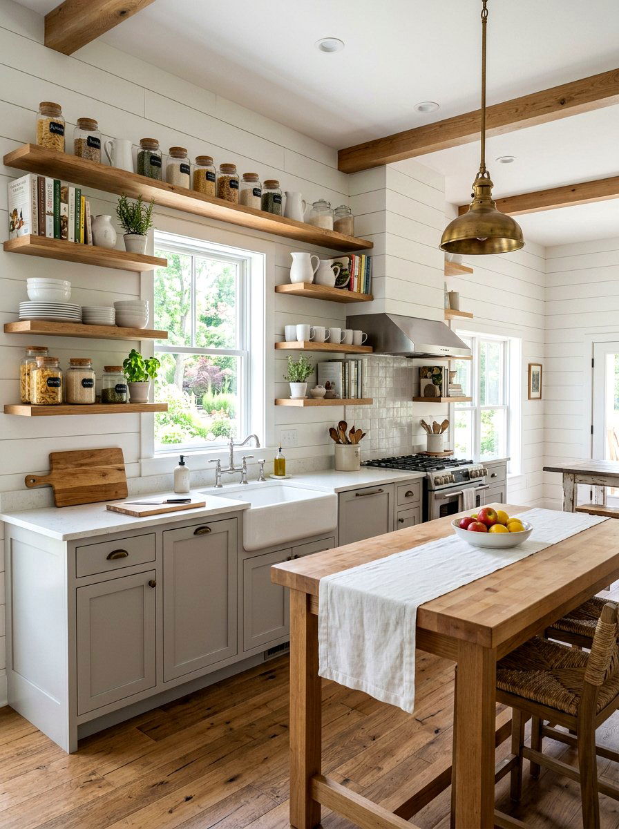 Open Shelving Kitchen - 30 farmhouse kitchen ideas