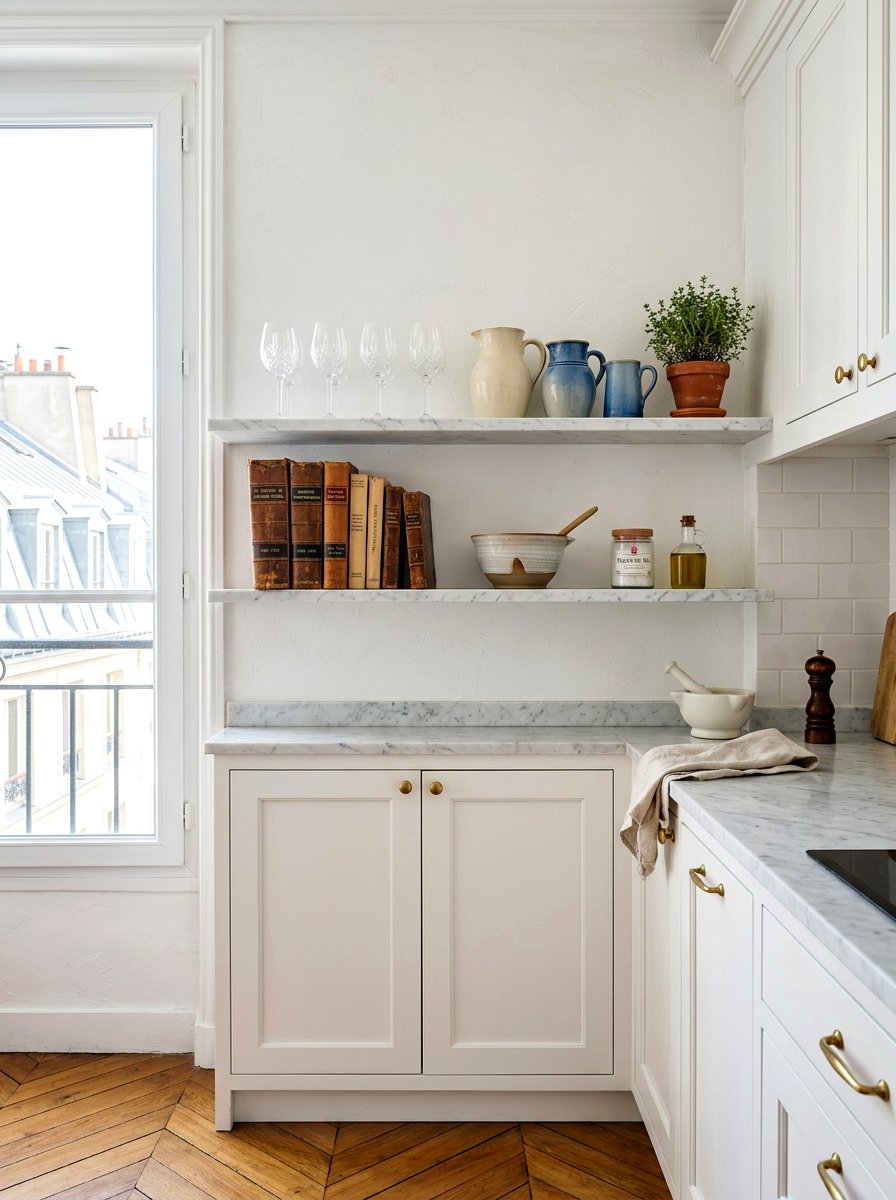 Open Shelving Kitchen Display - 30 Parisian kitchen ideas