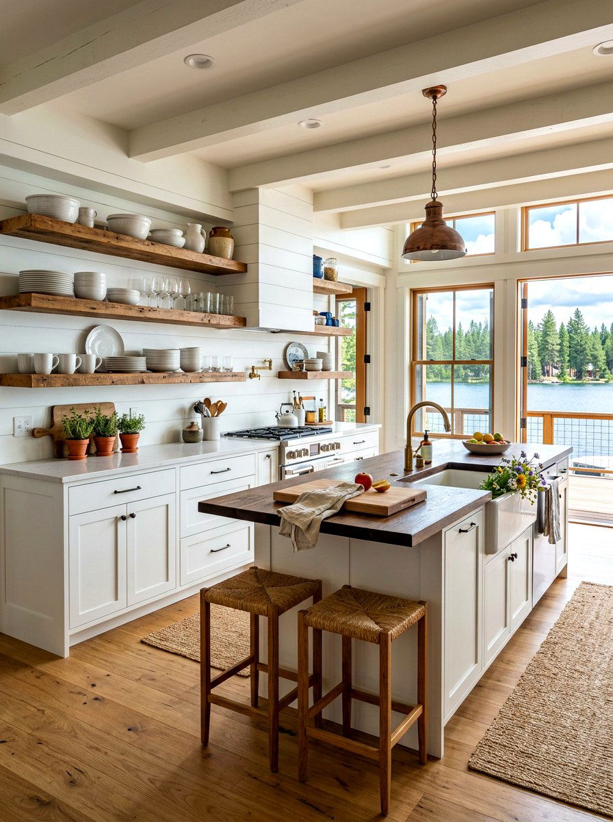 Open Shelving Lake Kitchen - 30 lake house kitchen ideas