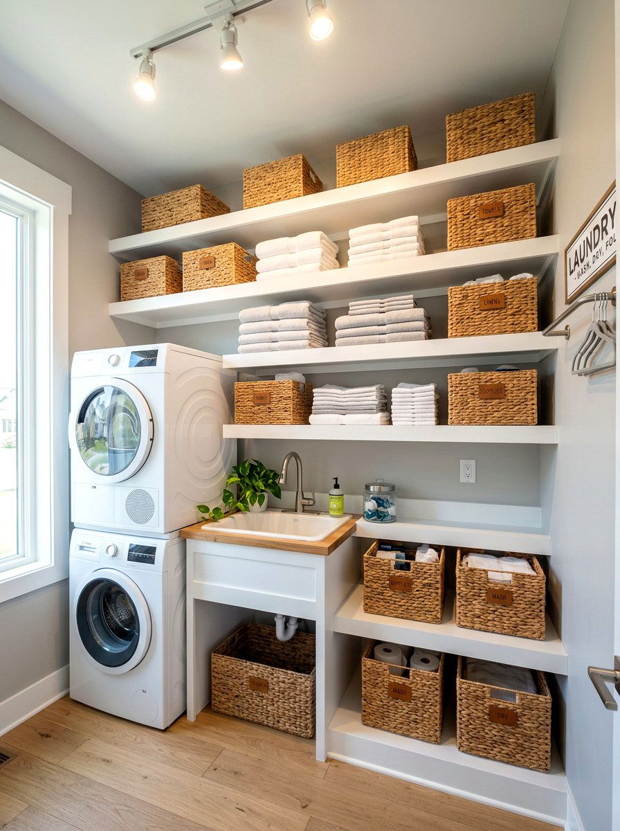 Open Shelving Laundry Nook - 30 laundry nook ideas