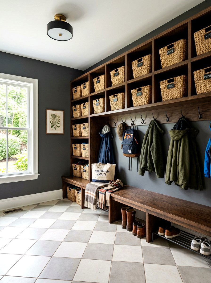Open Shelving Mudroom - 30 moody mudroom ideas