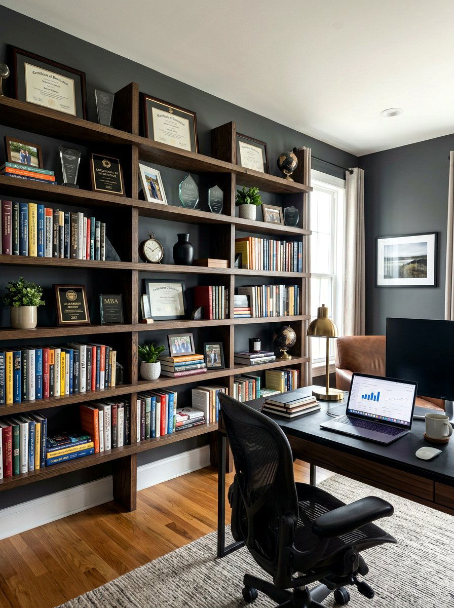 Open Shelving Organization - 30 moody editor office ideas