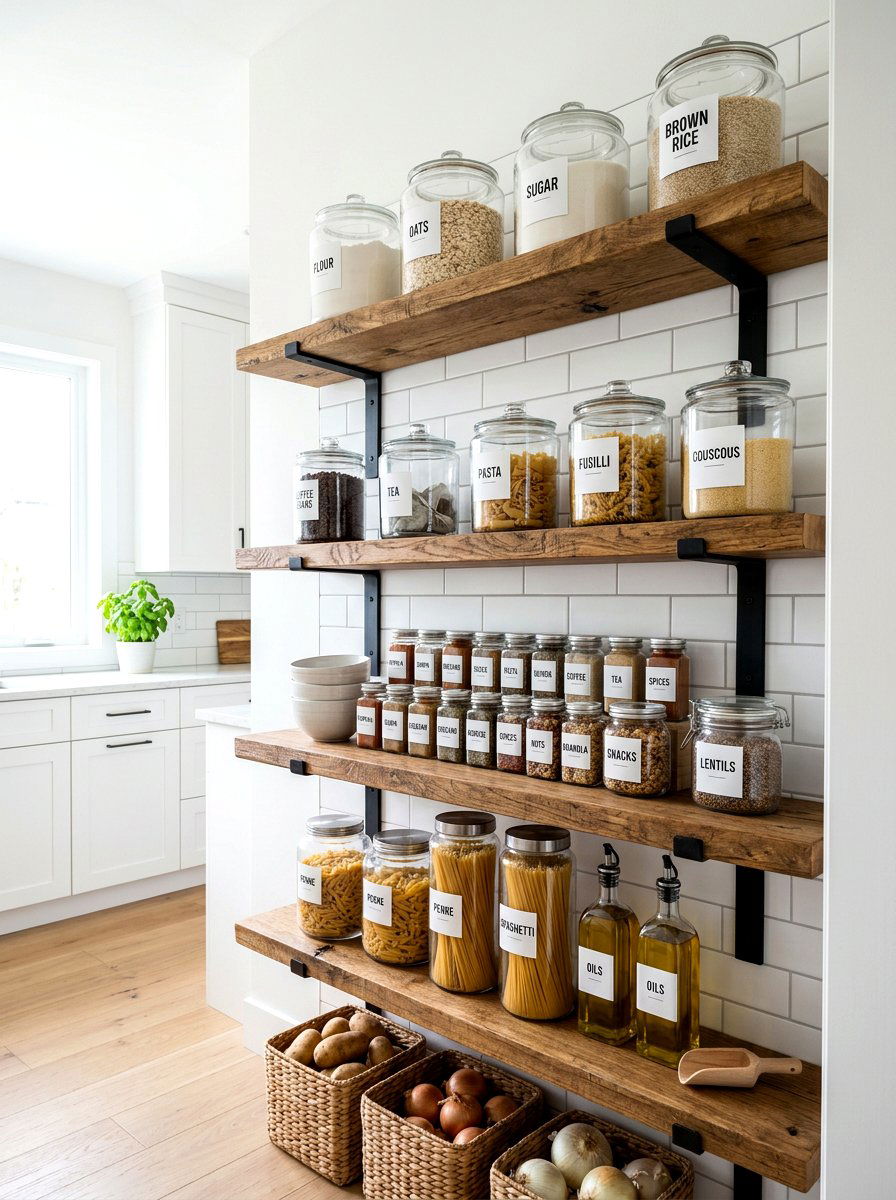 Open Shelving Pantry - 30 farmhouse pantry ideas