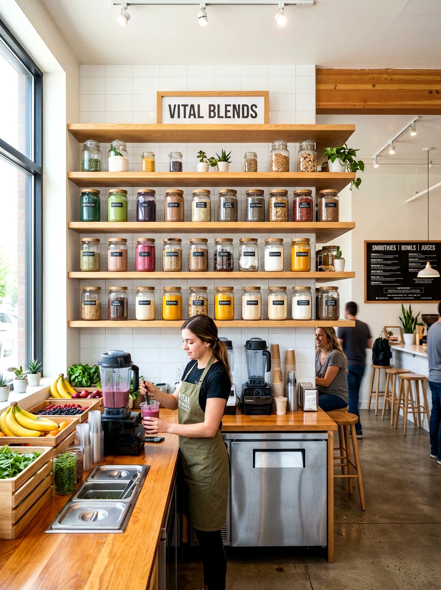 Open Shelving Smoothie Bar - 30 smoothie station kitchen ideas