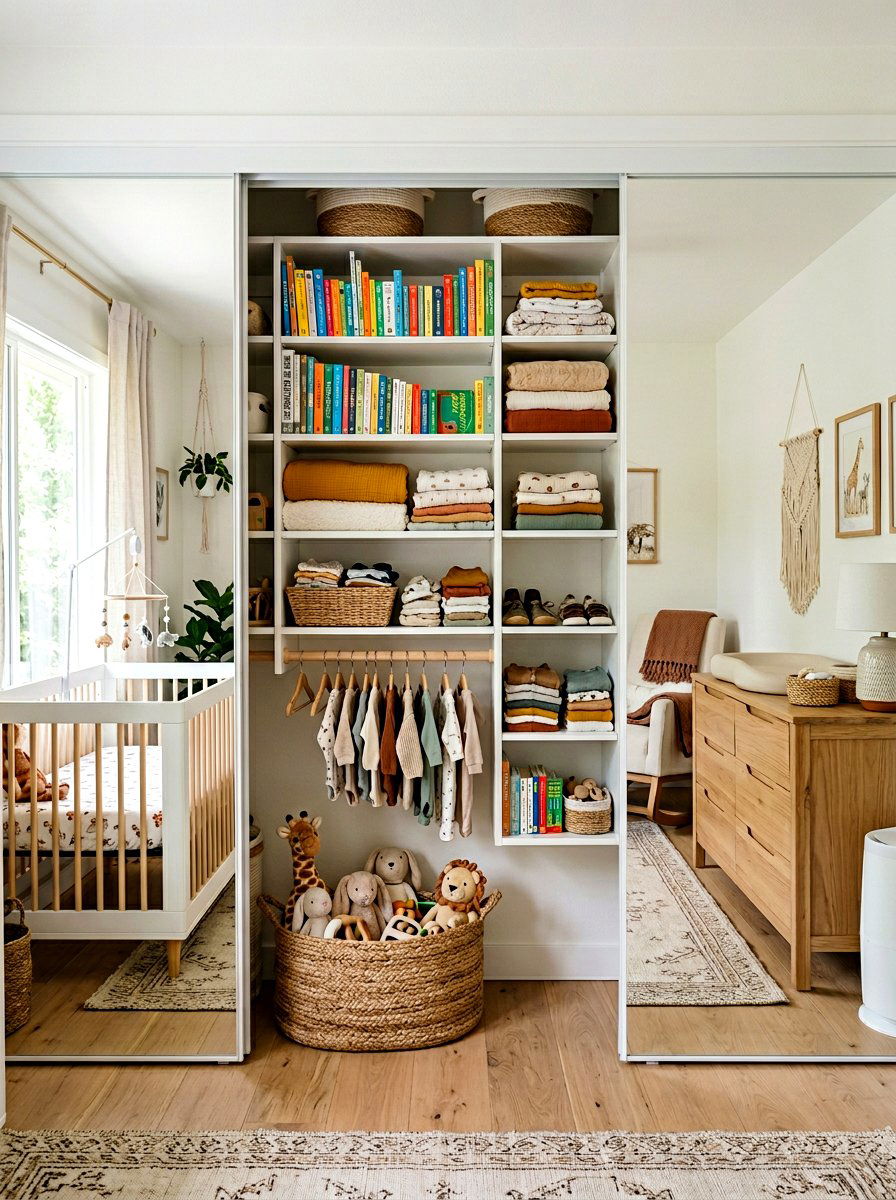 Open Shelving Storage - 30 nursery closet ideas