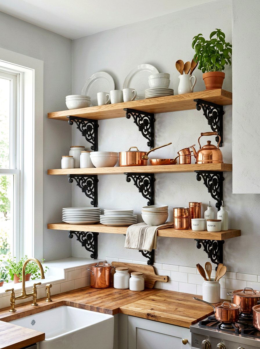 Open Shelving With Decorative Brackets - 30 furniture style kitchen ideas