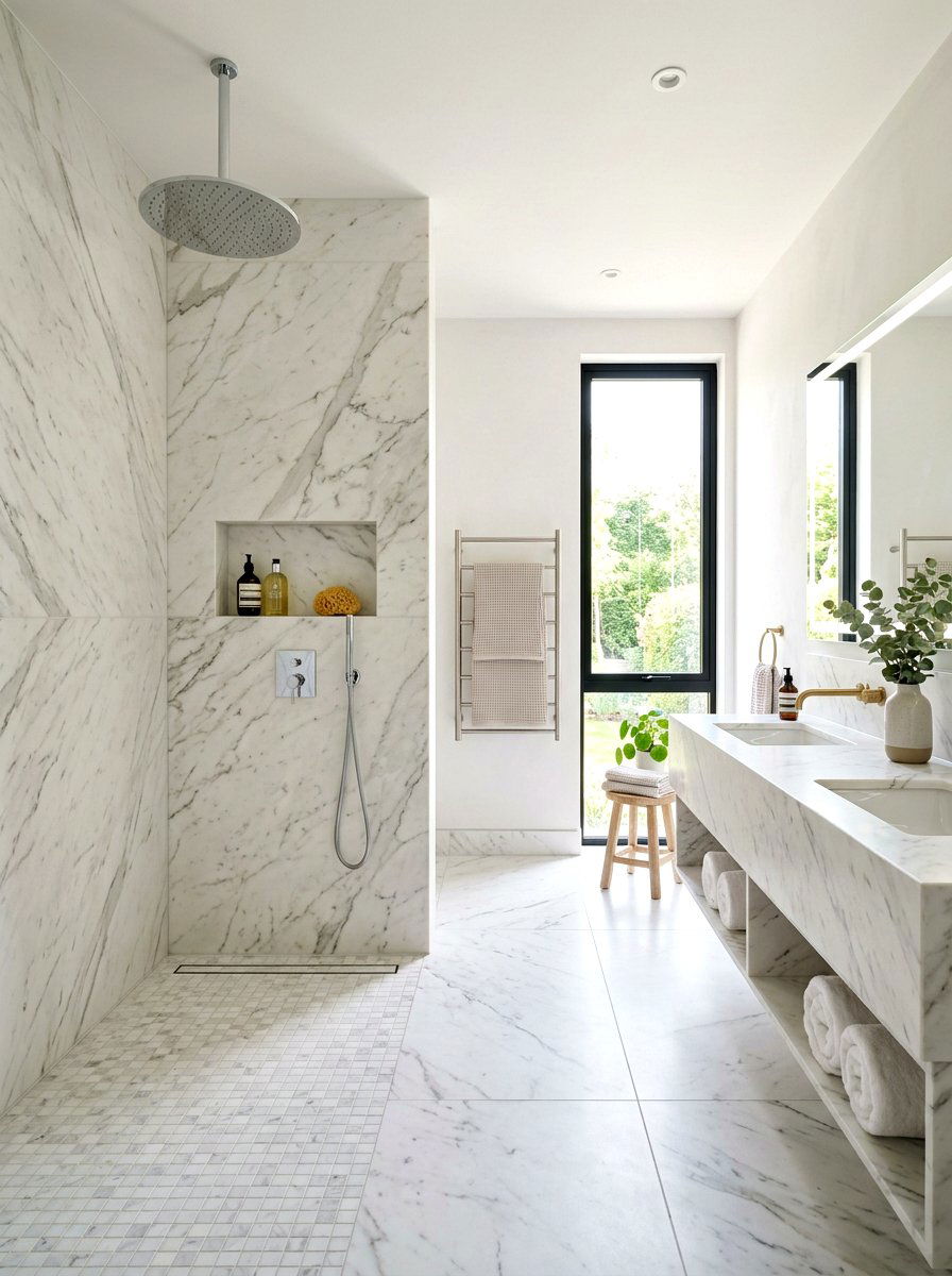 Open Shower Marble Bathroom - 30 marble bathroom ideas