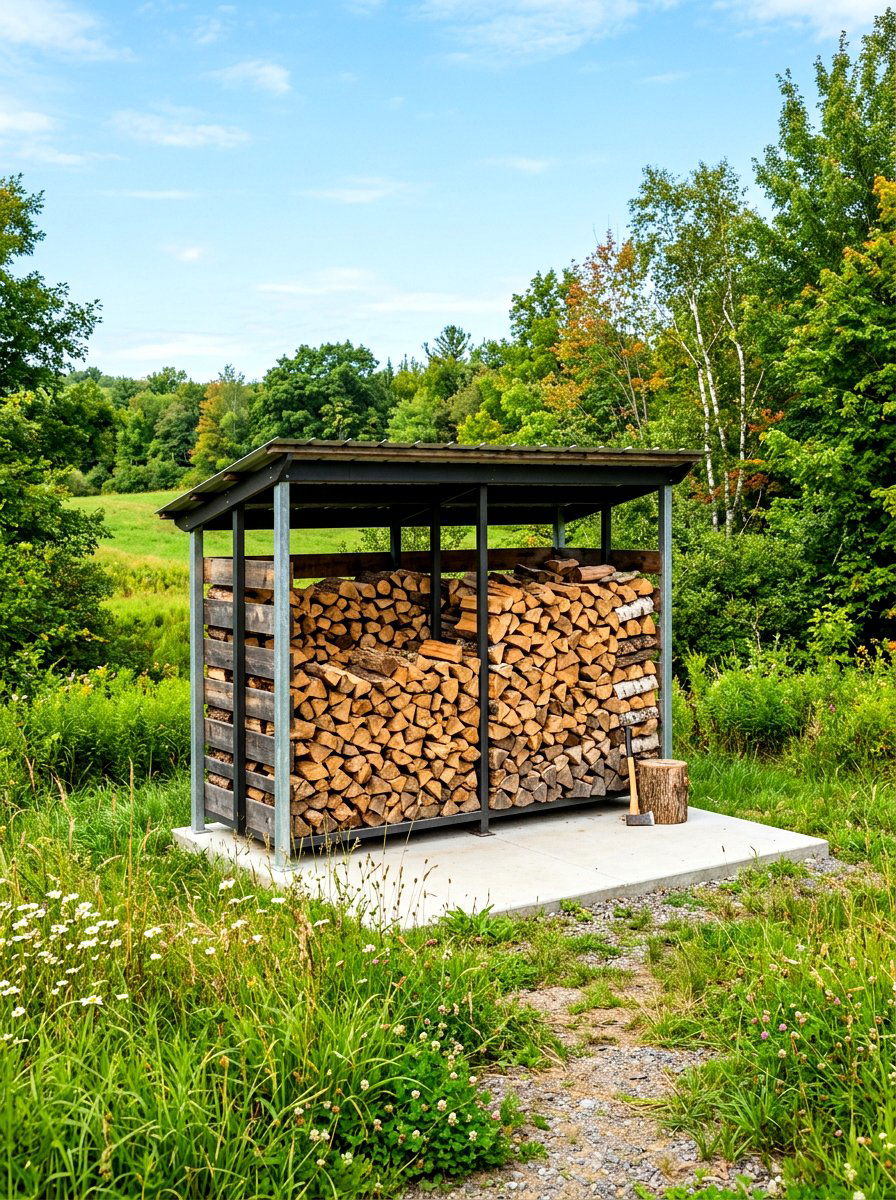 Open Sided Firewood Storage - 30 wood storage shed ideas