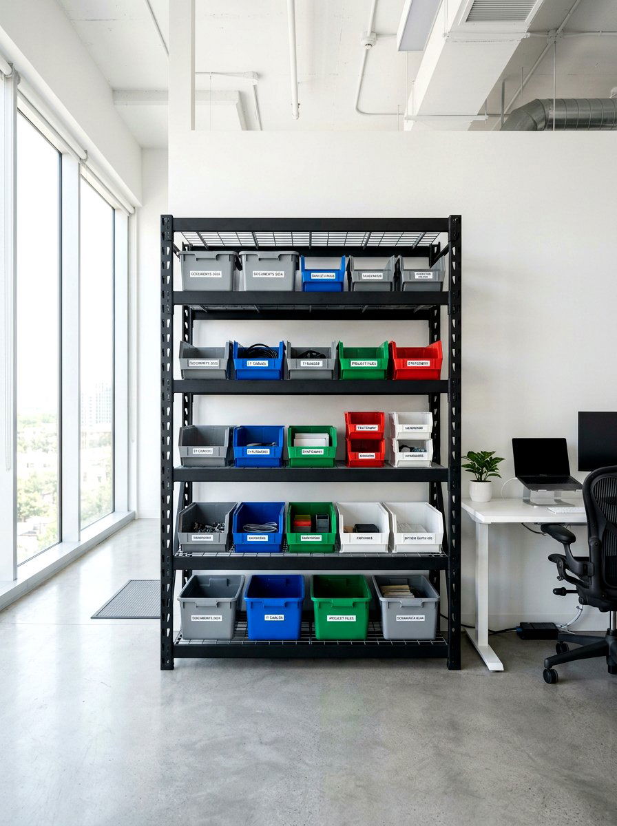 Open Steel Shelving - 30 home office storage ideas