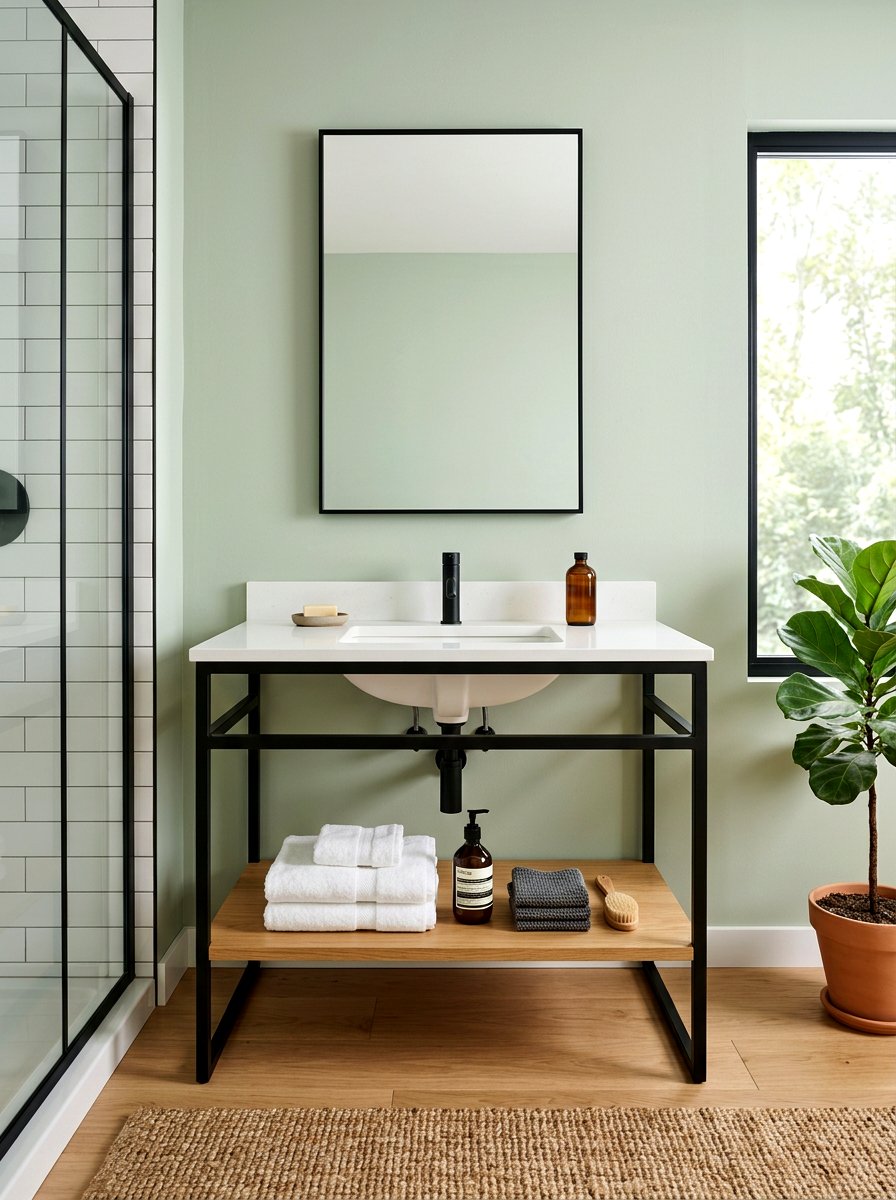 Open Storage Shelf - 30 tiny powder bath ideas