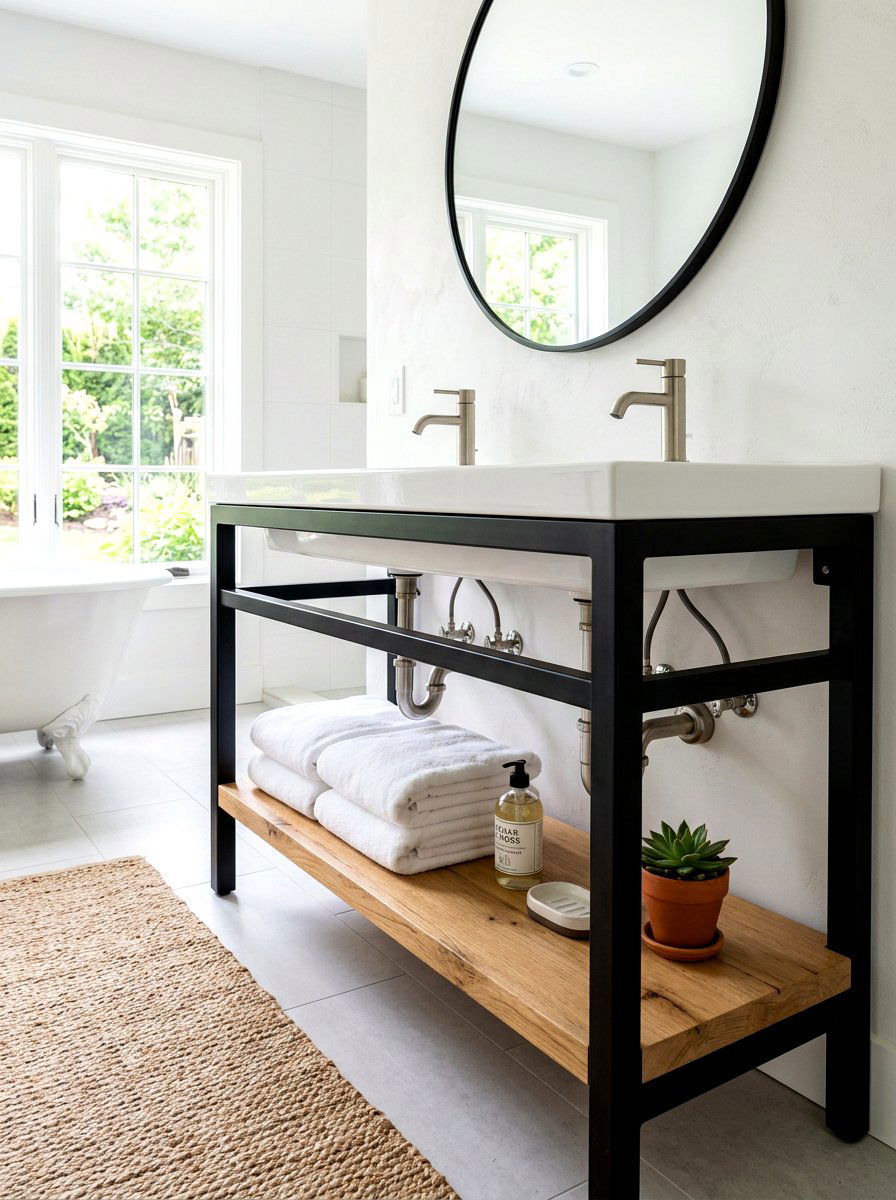Open Vanity Trough Sink - 30 trough sink bathroom ideas