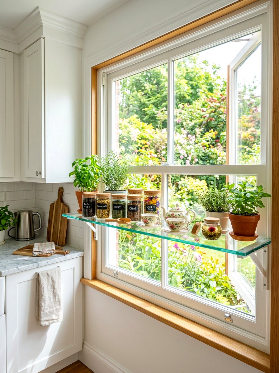 Open Window Shelf - 30 tea shelf styling ideas