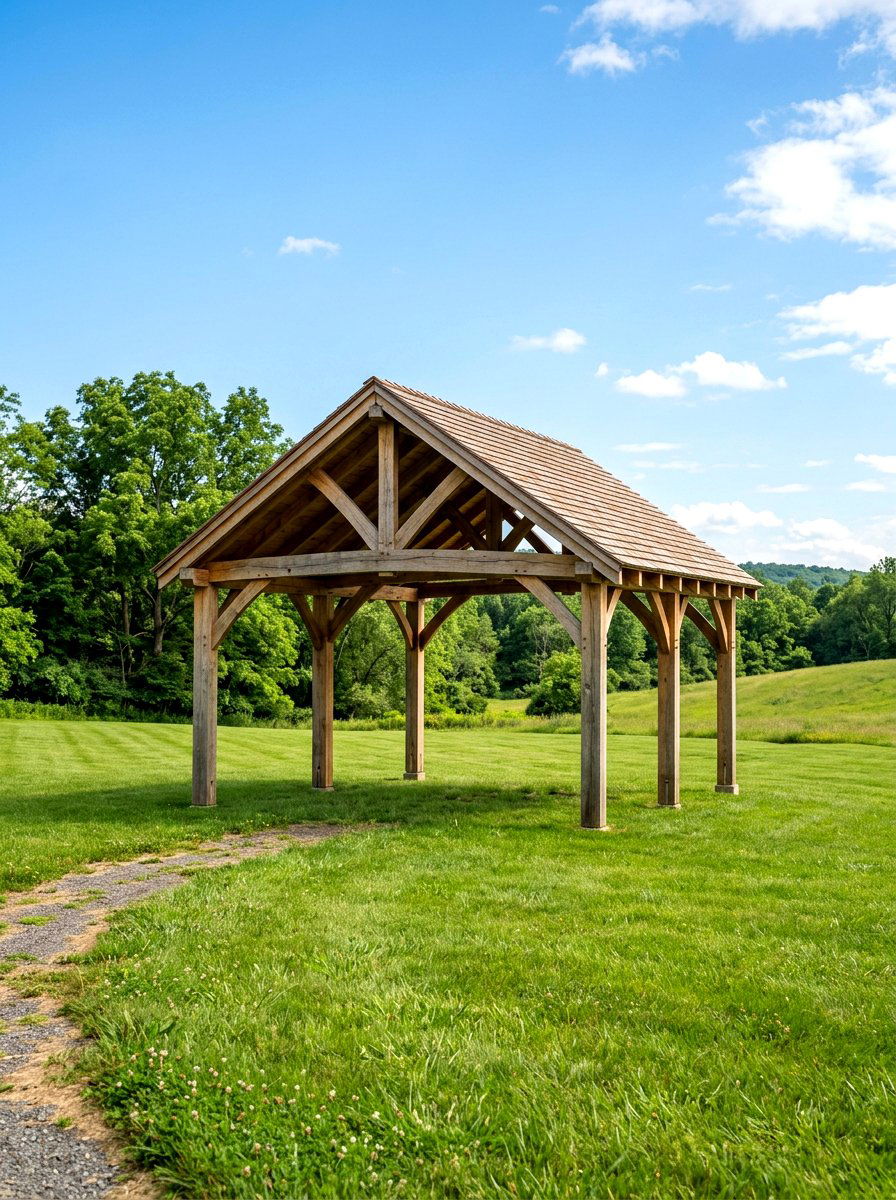 Open air wooden gazebo - 30 hexagon gazebo ideas