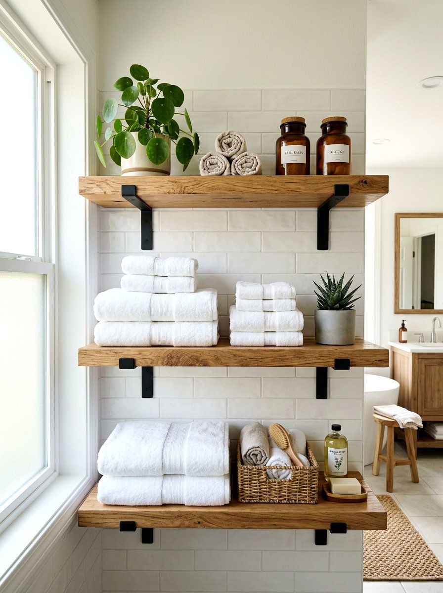 Open bathroom shelving - 30 Scandinavian bathroom ideas