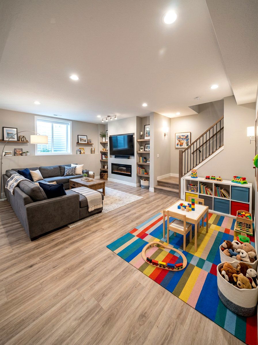 Open concept basement - 30 basement family lounge ideas
