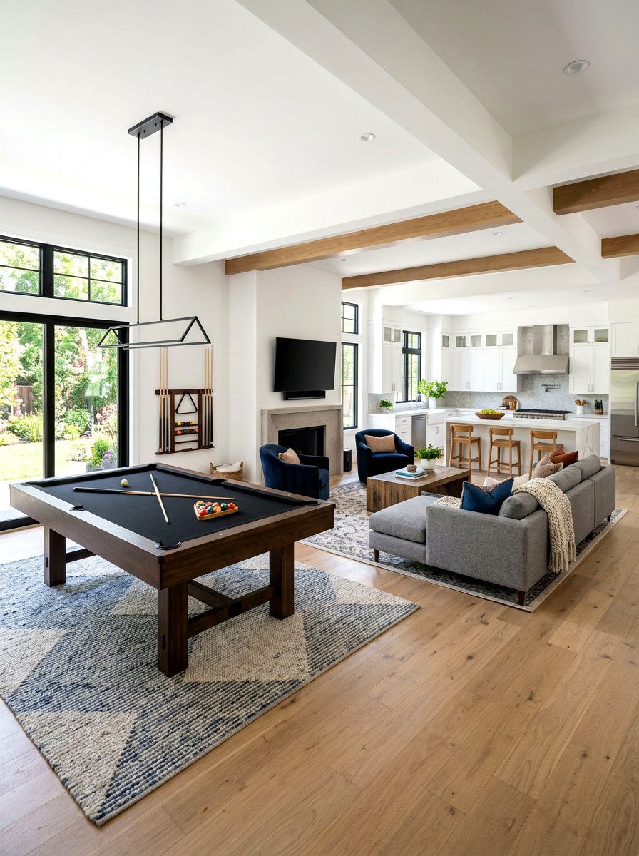 Open concept billiards area - 30 billiards room ideas