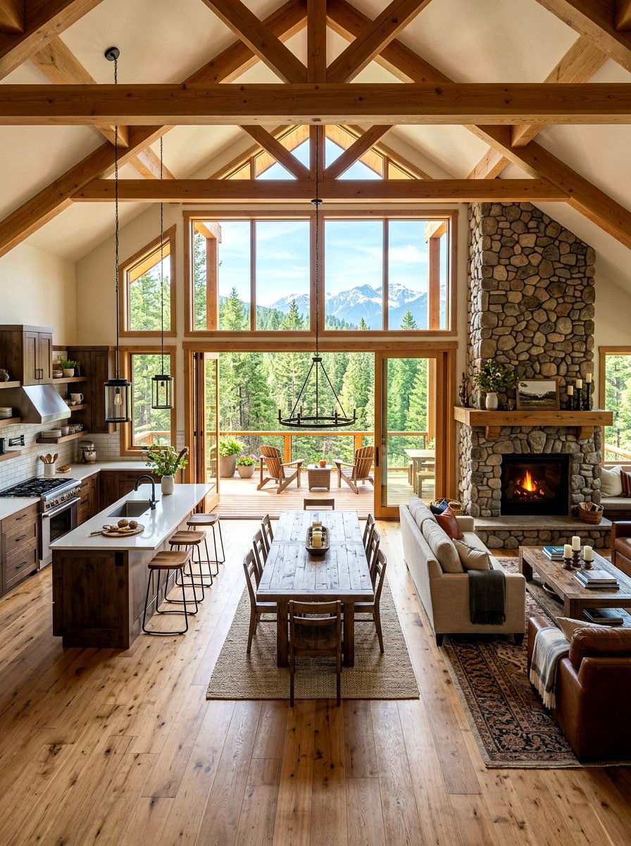 Open concept cabin layout - 30 lake cabin decor ideas