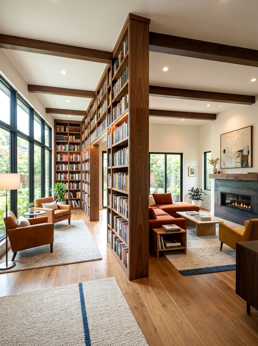 Open concept library room - 30 cozy library fall ideas