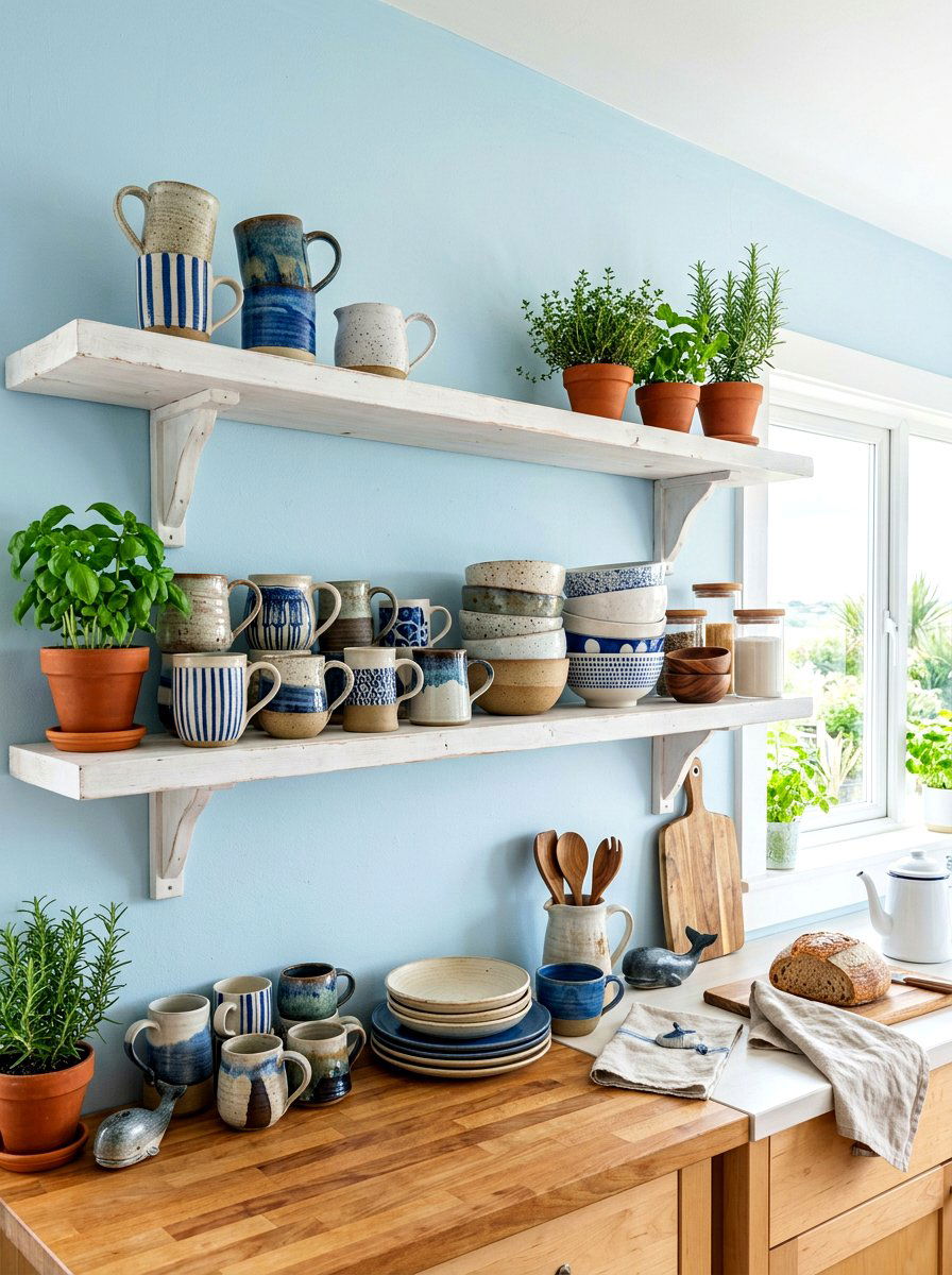 Open kitchen shelving - 30 mug display ideas